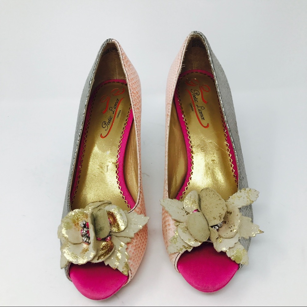 Poetic License Bloom Artsy Peep Toe Floral Heels - Picture 6 of 8